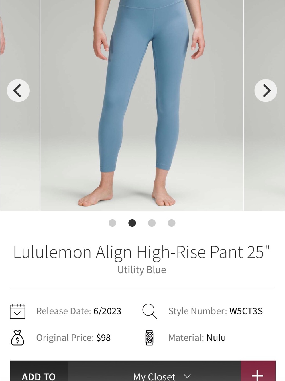 lululemon athletica Align High-Rise 25" Pant — Utility Blue
